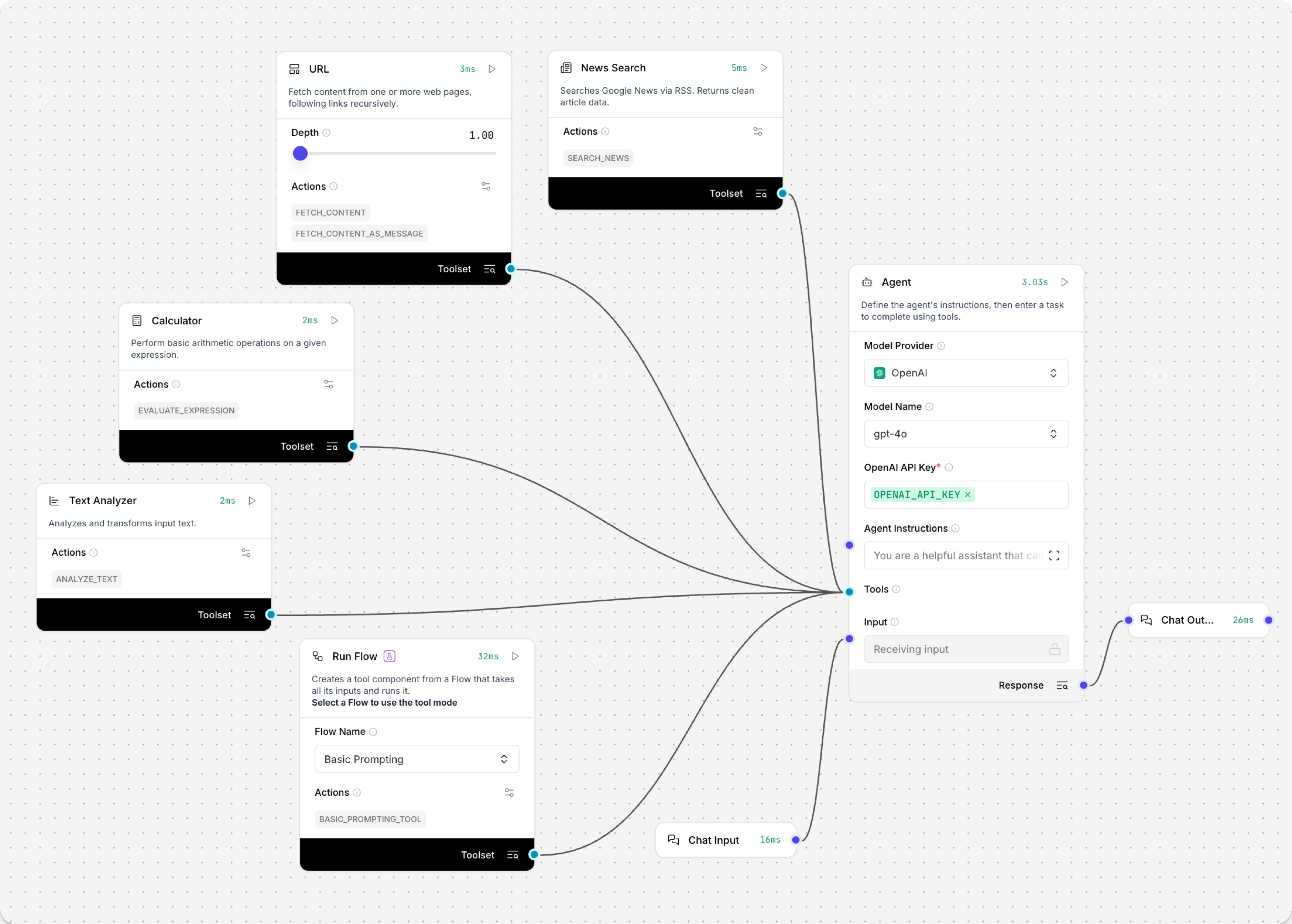 Run Flow Components作為工具連接到 Agent Components