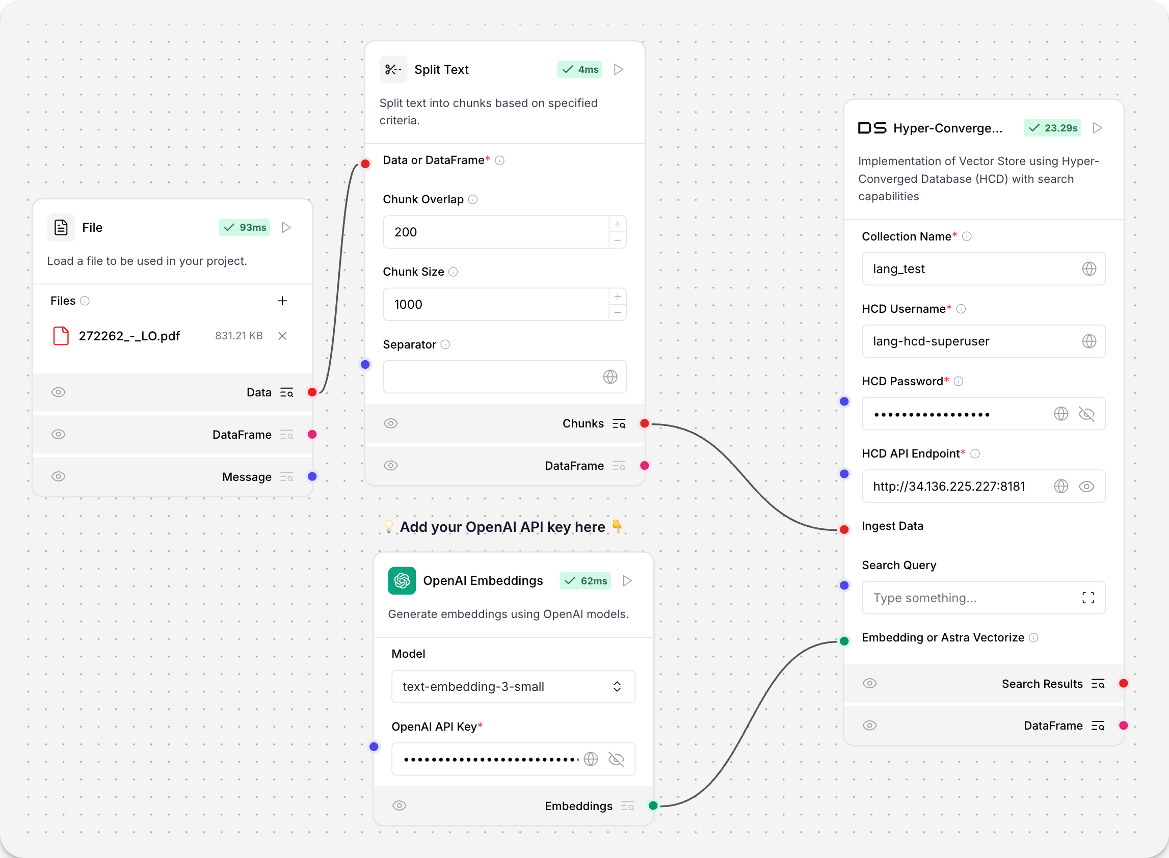 使用 HCD Components載入向量資料的 Flow。