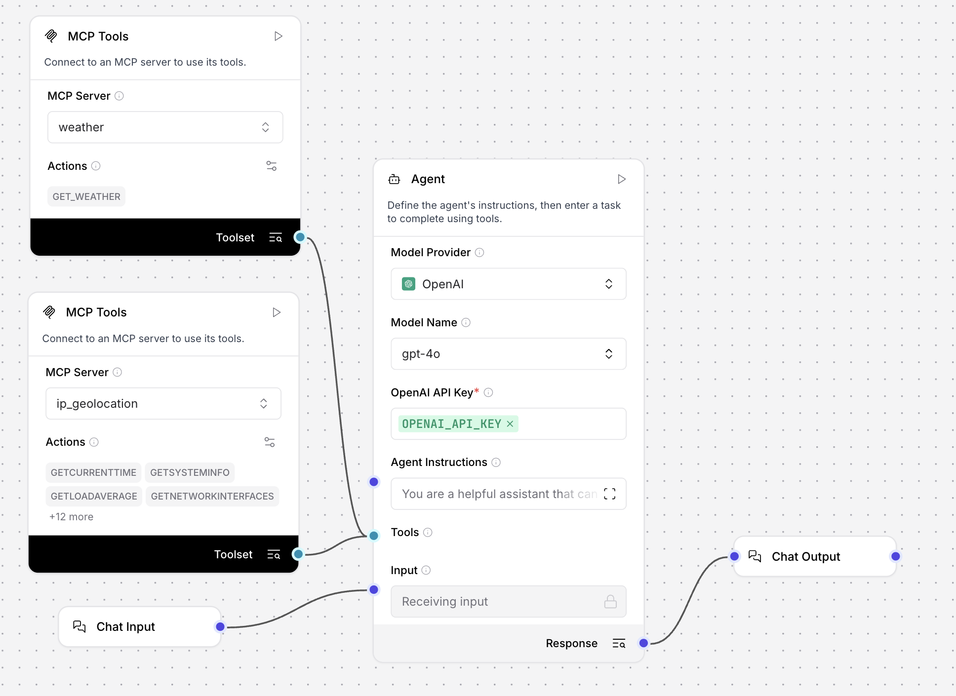 連接到 MCP 天氣和地理位置伺服器的 Agent Components