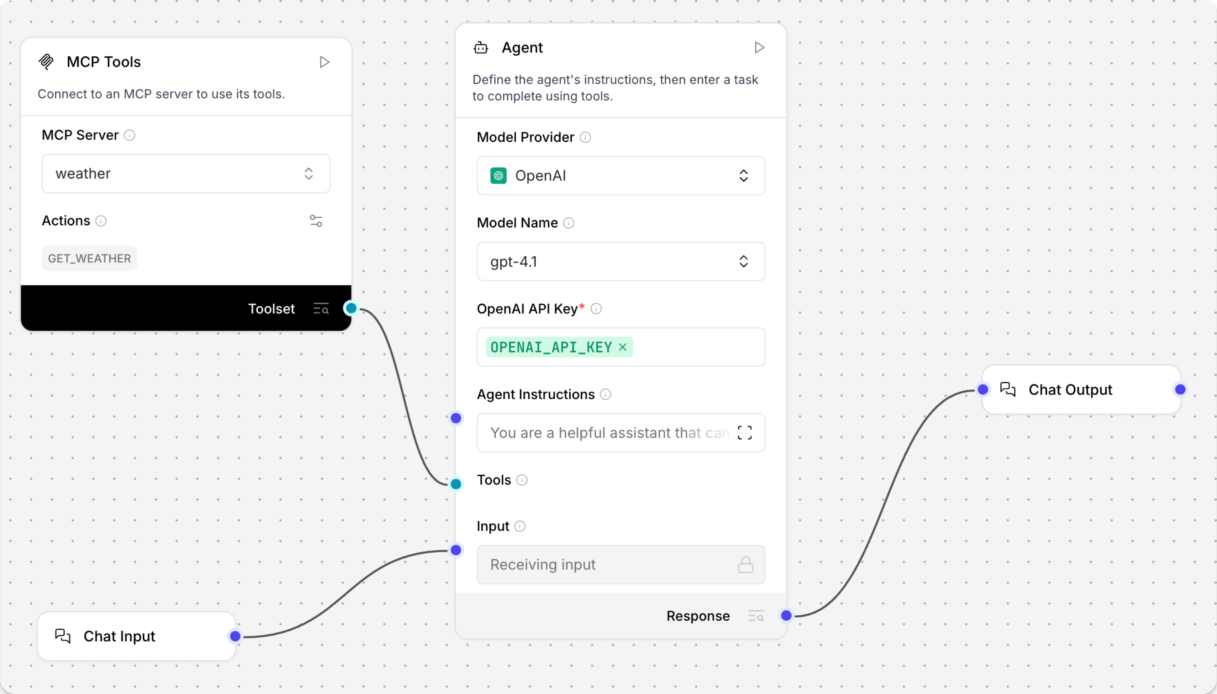 連接到 MCP 天氣伺服器的 Agent Components